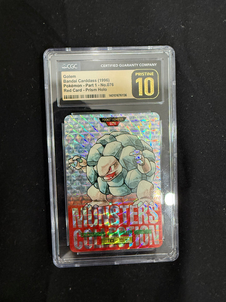 1996 POKEMON JPN BANDAI CARDDASS VENDING #76 GOLEM-PRISM PSA 10
