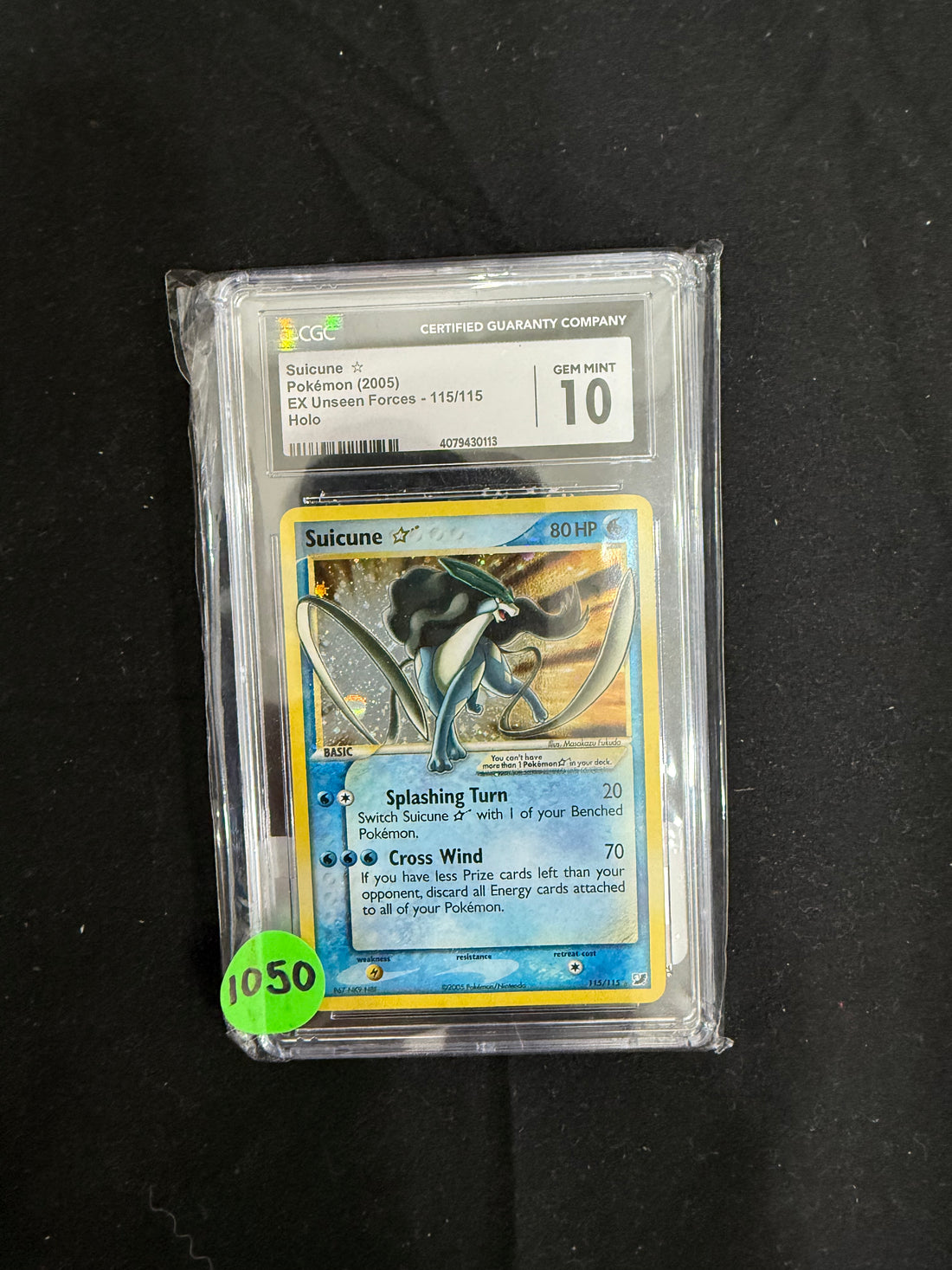 CGC 10 GEM MINT Suicune GOLD STAR 115/115 EX Unseen forces 2005 Pokemon Holo