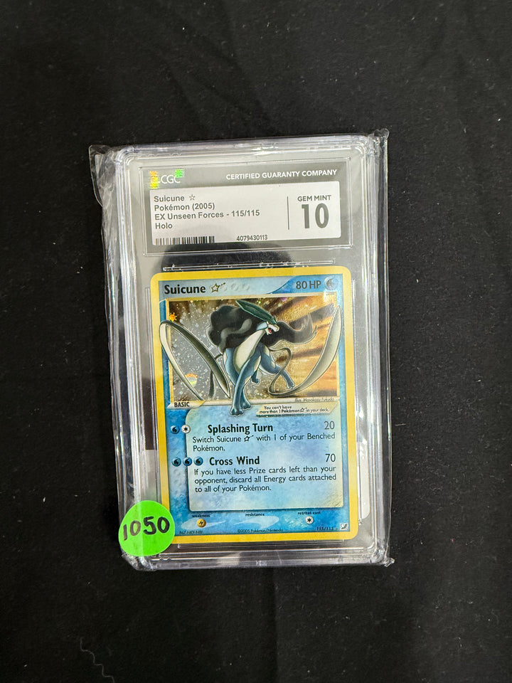 CGC 10 GEM MINT Suicune GOLD STAR 115/115 EX Unseen forces 2005 Pokemon Holo