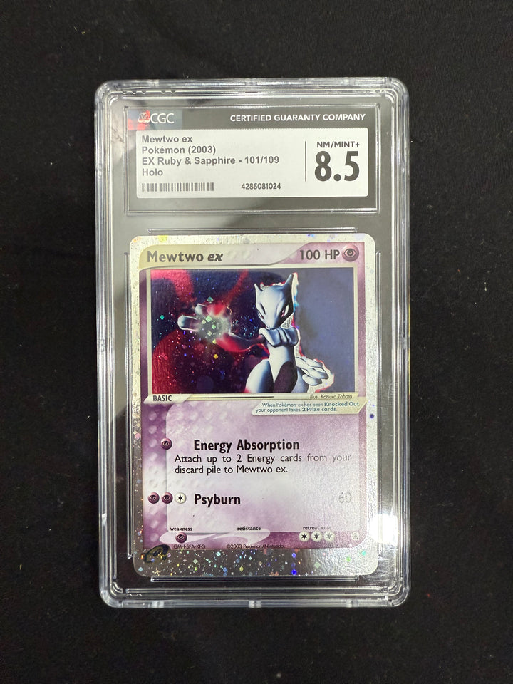 CGC 8.5 Mewtwo EX 101 Ruby & Sapphire EX Holo English MINT+