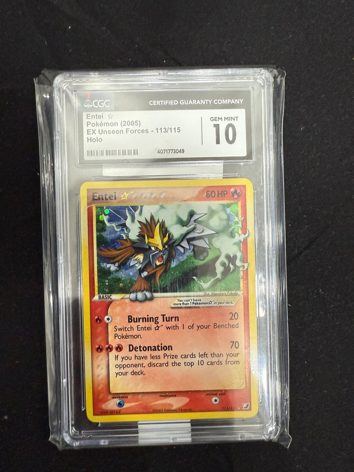 Pokemon Entei Gold Star EX Unseen Forces #113 CGC 10 Gem Mint