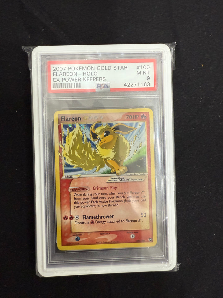 2007 Pokémon Gold Star EX Power Keepers Flareon Holo #100 - PSA 9